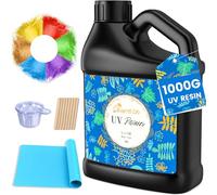 Bsrezn 1000g Resina UV Trasparente in Bulk, Cristallina, Grande, Premiscelata, Resina UV, Colla Attivata Solare per Creazione di Gioielli, Indurimento Rapido 1KG con 6 Colori di Polvere di Mica