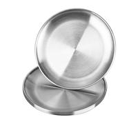 bssmmai 5 piatti in acciaio inox, rotondi, in acciaio inox, diametro 20 cm, per barbecue, per torte, vassoio, ovale, piatto per carne, piastra di riso per campeggio, picnic, escursioni, cucina, feste