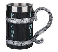 bssmmai Viking Wooden Barrel Beer Mug, Boccale da birra in legno fatto a mano, in acciaio inox, vintage, 600 ml, tazza medievale per caffè/bevande/succo per uomini