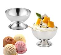 Bssowe 2 Pezzi Coppe Da Dessert Per Insalata, Piccole Ciotole Da Dessert Riutilizzabili, Coppette Per Gelato In Acciaio Inox, Dessert Acciaio Inox Con Piedino Per Servire Lo Yogurt