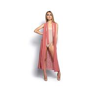 BSSTORE Gilet Abito Lungo Estivo Donna Cardigan Giro Maniche, Double-face con Paillettes | Chiusura con Laccio | per Estate, Aperitivo, Piscina, Feste in Spiaggia, Vacanze (Rosa)