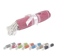 BSSTORE Telo Mare Pareo Grande con Frange 90x170-100% Cotone | Stile Fouta Hammam - per Mare, Spiaggia, Piscina, Viaggio | Leggero, Asciugatura Rapida (Rosso)