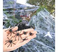 Bstalpine 200 g ragnatela + 40 ragni per Halloween, decorazione per esterni, 1000 m², decorazione per Halloween, decorazione per interni, case, giardino e casa infestata