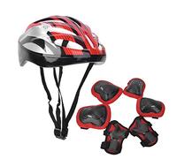 BSTCAR 7 Pezzi Set di Attrezzi Protettivi per Pattinaggio per Adulti, Ginocchiere Gomitiere Guanti Casco, Kit Casco per Pattinaggio a Rotelle per Adulti (Rosso)