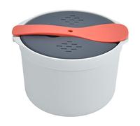 BSTCAR Cooker di Riso a Microonde da 2L con Misurino, Coperchio, Filtro e Pentola a Vapore, Lavaggio della Lavastoviglie, Set del Piroscafo a Microonde (Arancia)
