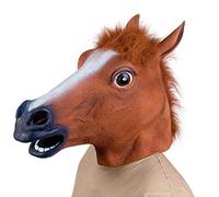 BSTCAR Maschera per la testa di cavallo Maschera per la testa di animale in lattice novità maschera cosplay testa di cavallo maschera facciale completa per costumi di Halloween, festa