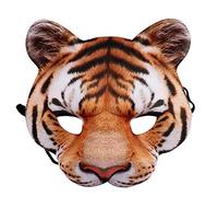 BSTCAR Mezza maschera viso halloween tigre cosplay maschera realistica tigre maschere animali maschera mascherata Halloween Fancy Dress Party (oro)