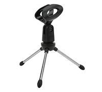 BSTCAR Microfono da tavolo con supporto pieghevole a treppiede regolabile con clip per microfono per conferenze e trasmissioni in diretta