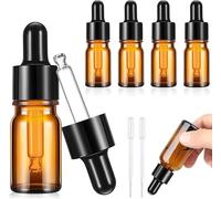 BSTDAYEVER Bottiglie Contagocce 5pcs Ambrato Bottiglie Contagocce 10ml Sicuro Flacone Contagocce Ecologica Bottiglia Pipetta Piccola Riutilizzabile 7.5 x 2.2cm per Laboratorio Olio Essenziale Profumi
