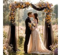 BSTDAYEVER Tessuto per Drappeggio di Arco di Nozze 160x800cm Drappeggio per Arco Nuziale Nero Tenda per Matrimonio in Tulle Organza per Matrimoni Fotografia Cerimonia Festa Fase Sfondo Soffitto Decor