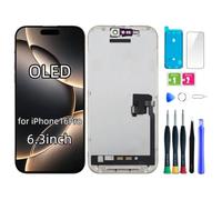 bstdianzi Schermo OLED sostitutivo per iPhone 16 PRO | 6,3" Assieme OLED FHD, display 3D Touch. Kit riparazione e adesivo impermeabile. Comp: A3083, A3292, A3293, A3295, A3294.