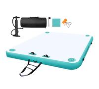 Bsteciar Pontile Galleggiante Gonfiabile per 2-6 Persone, Dock Gonfiabile per Acqua con Scala e Pompa d'aria Elettrica, Piattaforma Galleggiante da Pesca (Blu, 2.4M x 2M)