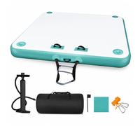 Bsteciar Pontile Galleggiante Gonfiabile per 2-6 Persone, Dock Gonfiabile per Acqua con Scala e Pompa d'aria Elettrica, Piattaforma Galleggiante da Pesca (Blu, 2M x 1.5M)