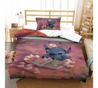 BSTELA9IE Stitch 3D Stampa Set Di Biancheria Da Letto Microfibra Set Copripiumino in Con Federa Cerniera Nascosta 2 Pezzi Per Bambini E Adulti Single(135x200cm)