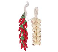 BSTiltion Filo di aglio e peperoncino in scala 1:12 per casa delle bambole, decorazione per la casa, simulazione per gli amanti della casa delle bambole, materiale in resina ecologica, set di 2