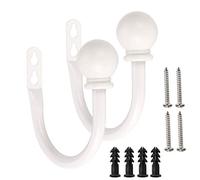 Bstkey - Coppia di ganci per tende in metallo leggero, montaggio posteriore a parete fermatende con nappe bianco