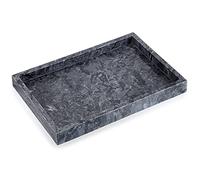 BSTKEY Vassoio portaoggetti in marmo naturale, 30 x 20 cm, vassoio rettangolare decorativo per cucina, bagno, comò, tavolino da caffè, nero
