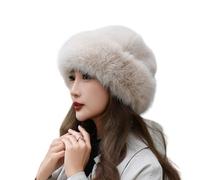 BSYLOO Cappello caldo in pelliccia sintetica ispessita, lussuoso cappello mongolo da donna in finto visone, versatile berretto invernale per donne e ragazze, Beige, S/XXL