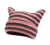 BSYLOO Crochet Cat Ear Beanie Hat for Women Warm Knitted Winter Beanie with Cute Animal Ears Soft Y2K Style Fluffy Hat for Girls & Adults