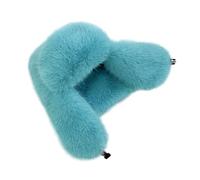 BSYLOO Ushanka - Cappello da donna in pelliccia sintetica a pelo lungo, con fibbia, cappello caldo invernale in stile visone, Azzurro, S-L