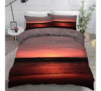 BSYYZQC Copripiumino Matrimoniale 200x200 Spiaggia Set Copripiumino Alba 3 Pezzi, Biancheria da Letto in Microfibra con Cerniera, Copripiumini con 2 Federa 50x80 cm