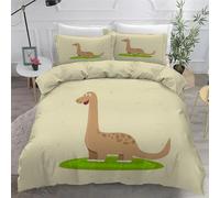 BSYYZQC Copripiumino Matrimoniale 200x250 cm, Set Copripiumino Matrimoniale 3 Pezzi in Microfibra, Cartoni Animati Bedding con 1 Copripiumini e 2 Federe 50x80 Dinosauros