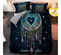 BSYYZQC Copripiumino Matrimoniale 240x220 Cuore Set Copripiumino Matrimoniale Acchiappasogni Biancheria da Letto in Microfibra con Cerniera, 3 Pezzi con 2 Federa 50x80 cm