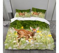 BSYYZQC Copripiumino Matrimoniale 260x240 Cervo Sika Set Copripiumino Matrimoniale Mazzo Di Fiori Biancheria da Letto in Microfibra con Cerniera, 3 Pezzi con 2 Federa 50x80 cm