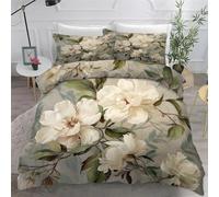 BSYYZQC Copripiumino Matrimoniale 260x240 cm, Fiori Bianchi Microfibra Copripiumino, Morbido ed Ipoallergenico Copripiumini,Bedding con 2 Federe 50x80 cm Ricchezza