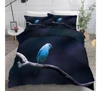 BSYYZQC Copripiumino Matrimoniale 260x240 cm, Set Copripiumino Matrimoniale 3 Pezzi in Microfibra, Cuculo Blu Bedding con 1 Copripiumini e 2 Federe 50x80 Uccelli