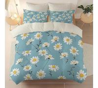 BSYYZQC Copripiumino Matrimoniale Blu Copripiumino Microfibra Stampato Fiori Copri Piumino 240x220 Morbido Morbida e 2 Federa 50x80 cm con Cerniera