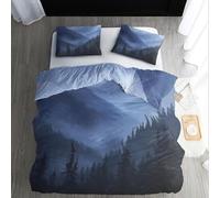 BSYYZQC Copripiumino Matrimoniale Boschi Montagne Nebbia Copripiumino Microfibra Stampato Natura Copri Piumino 250x200 Morbido Morbida e 2 Federa 50x80 cm con Cerniera