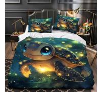 BSYYZQC Copripiumino Matrimoniale Cartone Animato Copripiumino Microfibra Stampato Tartaruga Copri Piumino 240x220 Morbido Morbida e 2 Federa 50x80 cm con Cerniera
