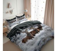 BSYYZQC Copripiumino Matrimoniale Cervo Copripiumino Microfibra Stampato Animali Copri Piumino 260x240 Morbido Morbida e 2 Federa 50x80 cm con Cerniera