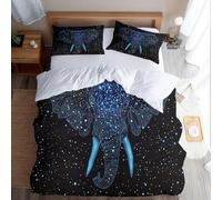 BSYYZQC Copripiumino Matrimoniale Cielo Stellato Copripiumino Microfibra Stampato Elefante Copri Piumino 240x220 Morbido Morbida e 2 Federa 50x80 cm con Cerniera