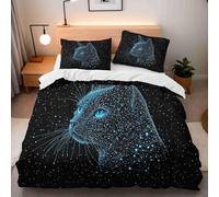 BSYYZQC Copripiumino Matrimoniale Cielo Stellato Copripiumino Microfibra Stampato Gatti Copri Piumino 240x220 Morbido Morbida e 2 Federa 50x80 cm con Cerniera