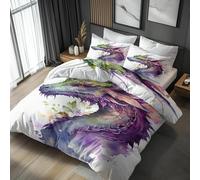 BSYYZQC Copripiumino Matrimoniale Drago Copripiumino Microfibra Stampato Animali feroci Copri Piumino 260x240 Morbido Morbida e 2 Federa 50x80 cm con Cerniera