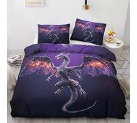 BSYYZQC Copripiumino Matrimoniale Drago Copripiumino Microfibra Stampato Viola Copri Piumino 260x240 Morbido Morbida e 2 Federa 50x80 cm con Cerniera