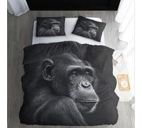 BSYYZQC Copripiumino Matrimoniale Fauna Selvatica Copripiumino Microfibra Stampato Scimmia Copri Piumino 240x220 Morbido Morbida e 2 Federa 50x80 cm con Cerniera