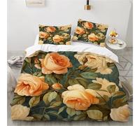 BSYYZQC Copripiumino Matrimoniale Fiori E Piante Copripiumino Microfibra Stampato Stile Retrò Copri Piumino 260x240 Morbido Morbida e 2 Federa 50x80 cm con Cerniera