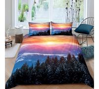 BSYYZQC Copripiumino Matrimoniale Foresta Montagna Di Neve Copripiumino Microfibra Stampato Natura Copri Piumino 260x240 Morbido Morbida e 2 Federa 50x80 cm con Cerniera
