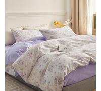 BSYYZQC Copripiumino Matrimoniale Viola Copripiumino Microfibra Stampato Fiori Copri Piumino 260x240 Morbido Morbida e 2 Federa 50x80 cm con Cerniera