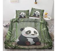 BSYYZQC Copripiumino Singolo Bambù Set Copripiumino Singolo Panda Biancheria da Letto in Microfibra con Cerniera, 3 Pezzi Copripiumini 135x200 con 2 Federa 50x80 cm