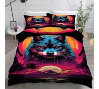 BSYYZQC Copripiumino Singolo Lupo Set Copripiumino Singolo Albero Di Cocco Biancheria da Letto in Microfibra con Cerniera, 3 Pezzi Copripiumini 135x200 con 2 Federa 50x80 cm