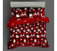 BSYYZQC Copripiumino Singolo Slitte Di Natale Fiocchi Di Neve Copripiumino Microfibra Stampato Boho Copri Piumino 150x200 Morbido Morbida e 2 Federa 50x80 cm con Cerniera