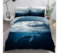BSYYZQC Copripiumino una Piazza e Mezza 200x200 cm, Balena Microfibra Copripiumino, Morbido ed Ipoallergenico Copripiumini，Bedding con 2 Federe 50x80 cm Dominatore Degli Oceani