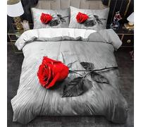 BSYYZQC Set Copripiumino Una Piazza e Mezza Retro Copripiumini Fiore Di Rosa Copripiumino 100% Microfibra 200x200 + 2 Federa 50x80cm, Morbida, Traspirante 3 Pezzi con Cerniera, per Decorazione