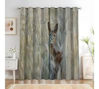 BSYYZQC Tende per Interni Cervo Sika Tenda Camera da Letto 3D Erba Tende Oscuranti Termiche Isolanti Con Occhielli 2 Pezzi L 140 x A 175 cm Per Soggiorno Cucina Decorazione Casa