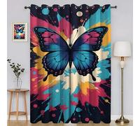BSYYZQC Tende per Interni Farfalla Tenda Camera da Letto 3D Macchie D'Inchiostro Tende Oscuranti Termiche Isolanti Con Occhielli 2 Pezzi L 140 x A 260 cm Per Soggiorno Cucina Decorazione Casa