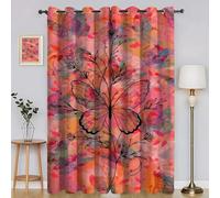 BSYYZQC Tende per Interni Insetti Tenda Camera da Letto 3D Farfalla Tende Oscuranti Termiche Isolanti Con Occhielli 2 Pezzi L 140 x A 145 cm Per Soggiorno Cucina Decorazione Casa